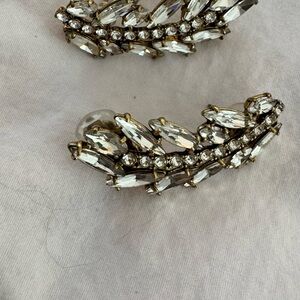 J Crew rhinestone and brass crawler earrings